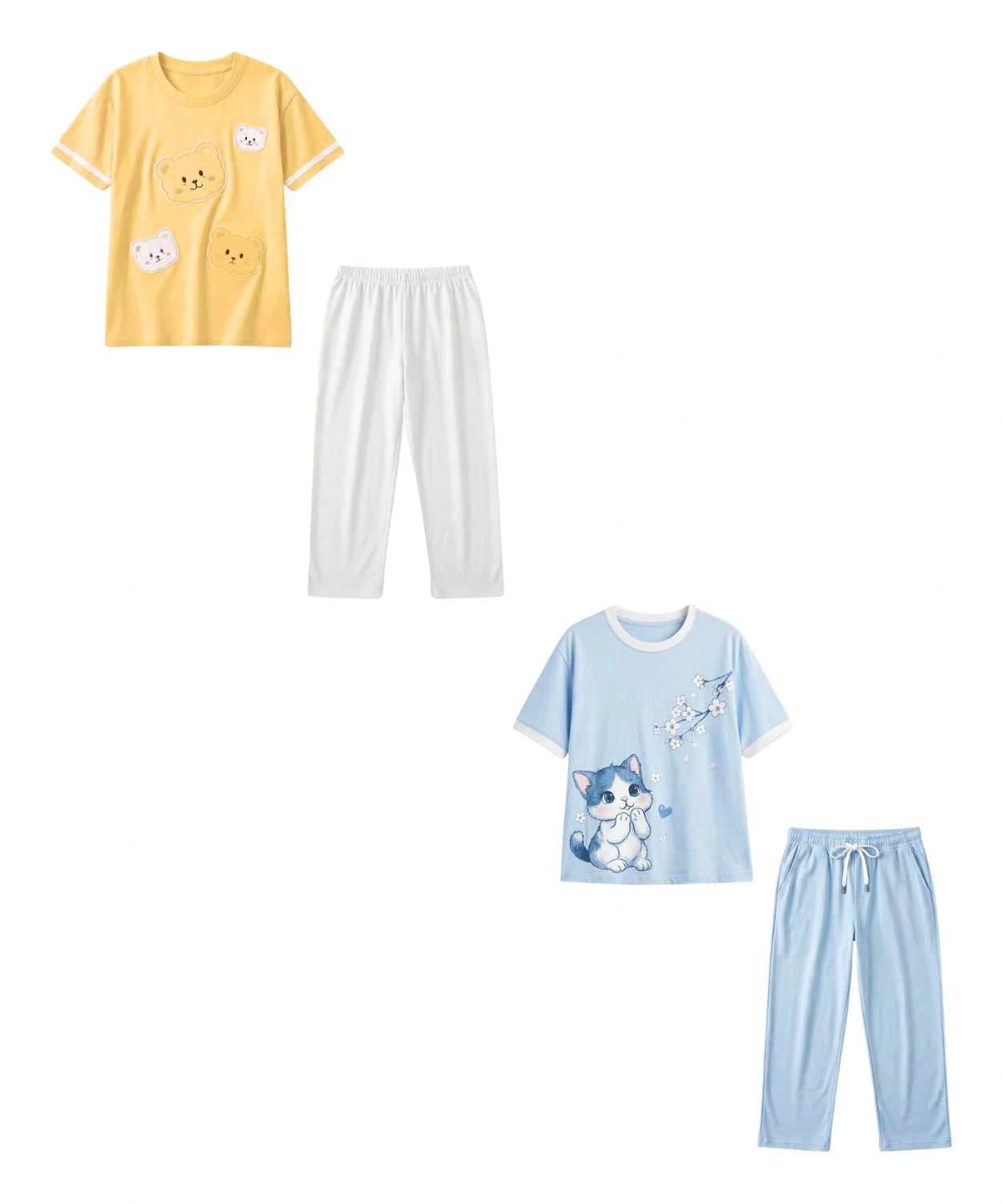 Miracles Happen Girls Cute Teddy Bear & Kitty Cat TShirt and Pajama — free download
