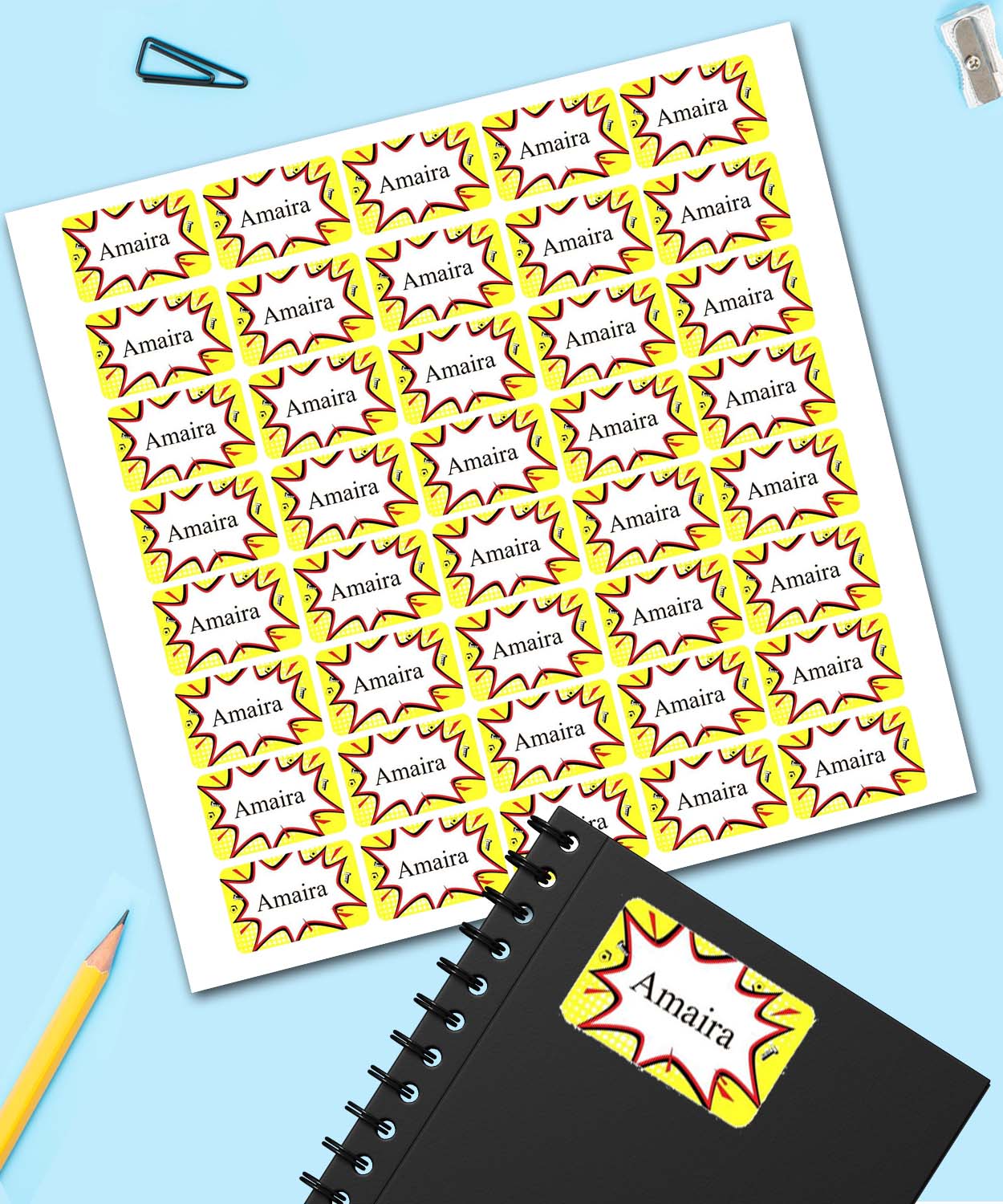 Wish a Print,Personalised Name Stickers ( Light Yellow) - Set Of 40 ...