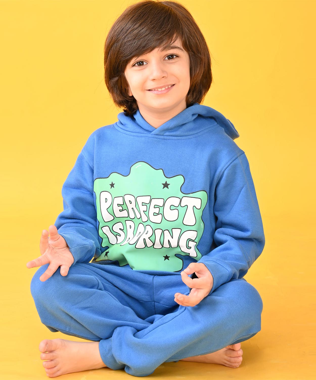 Perfect Is Boring Hoodie Jogger Set-Blue