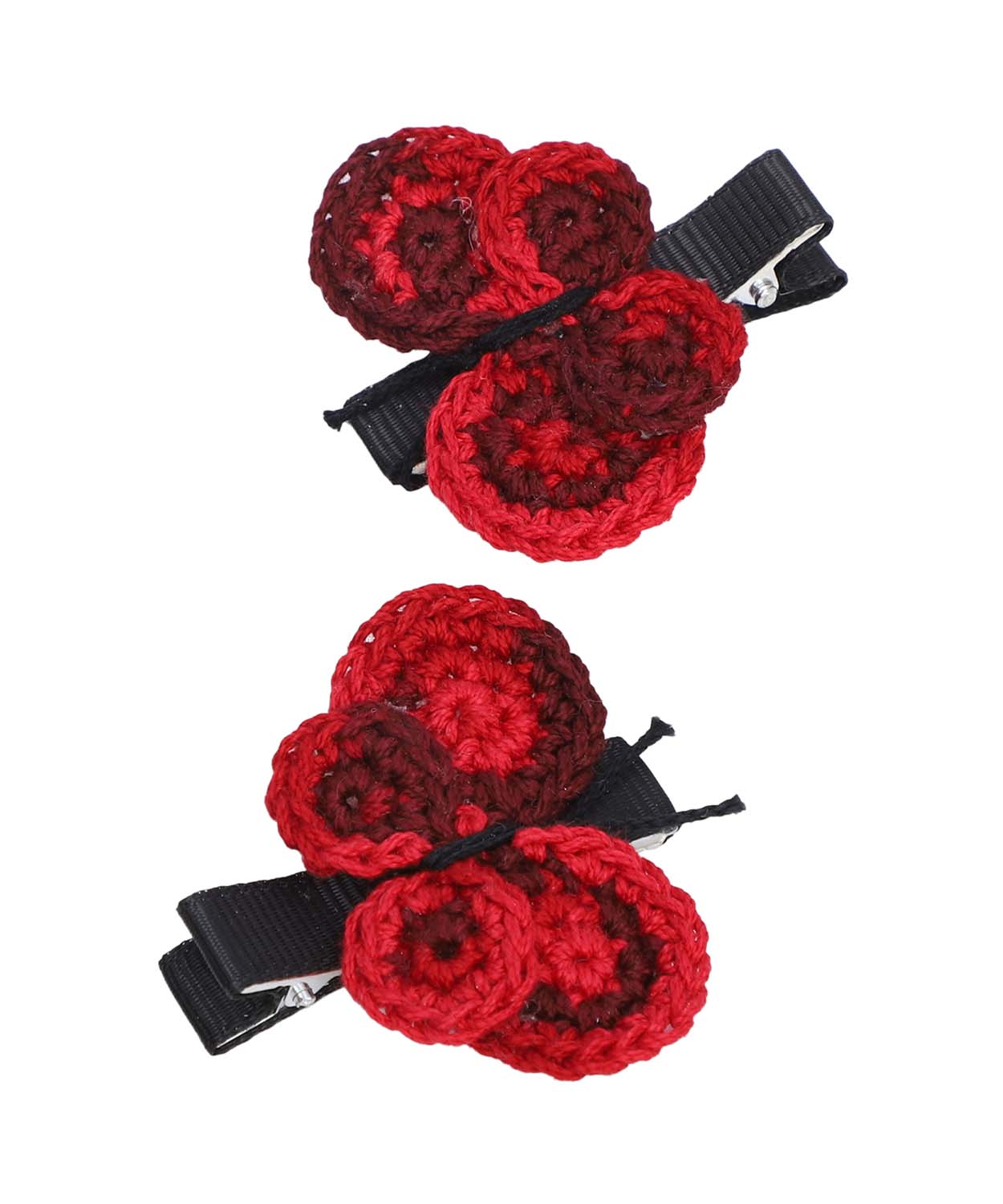 This And That By Vedika Handcrochet Circular Butterfly Alligator Clips-Shaded Red