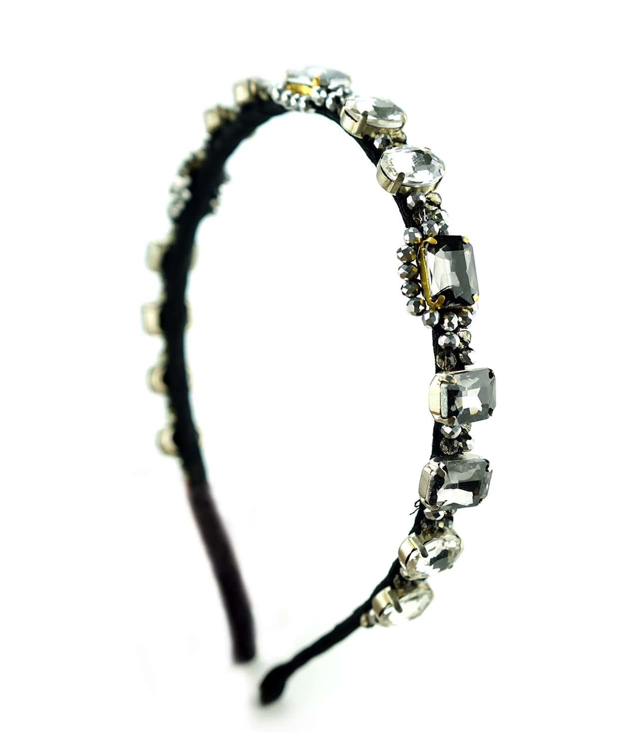 Black and Silver Thin Crystal Hairband