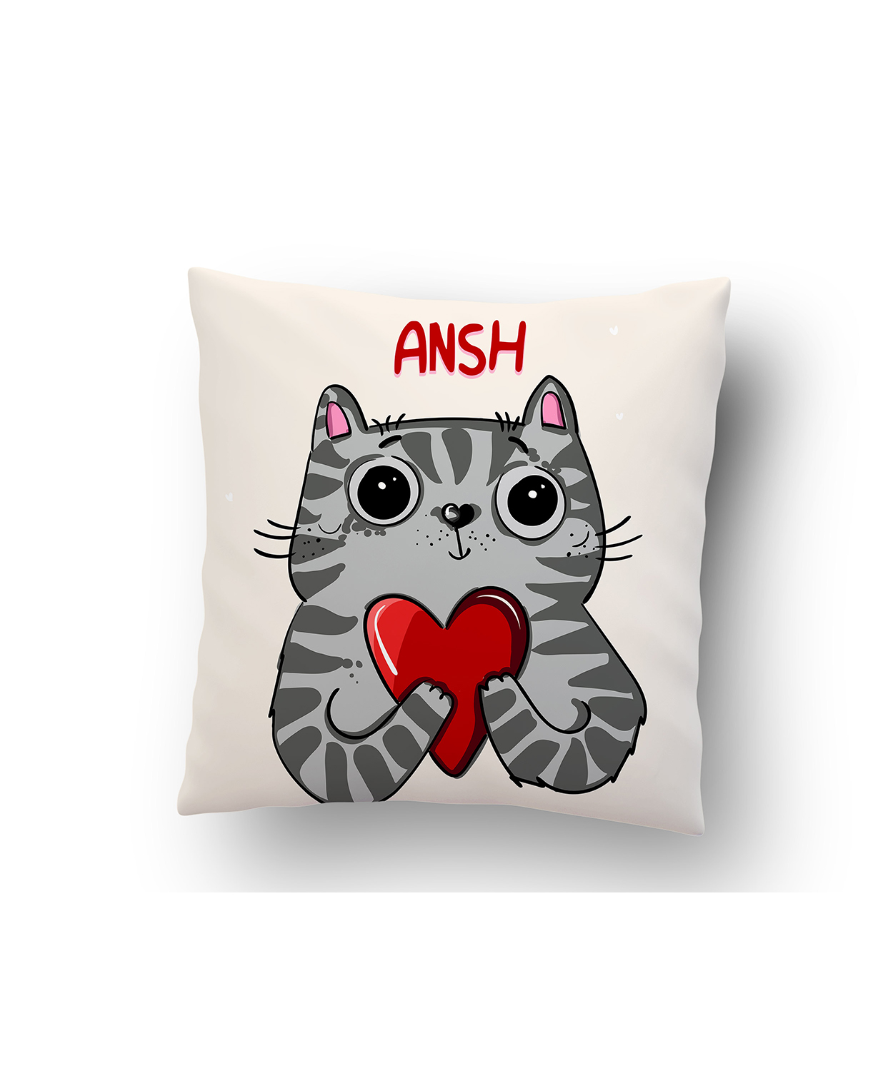 Personalised Cat Heart Cushion Cover