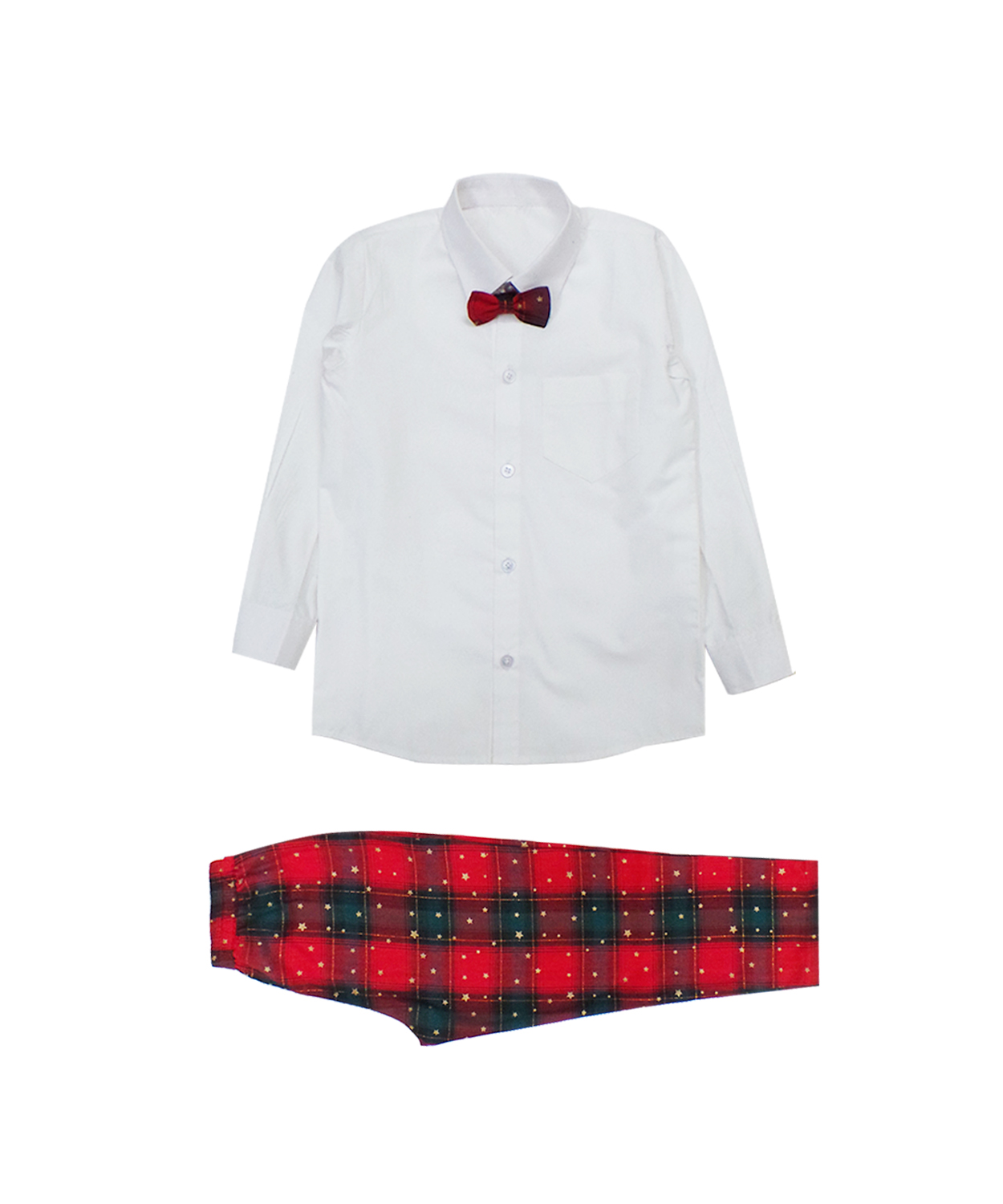 White Shirt With Bow And Pants Set