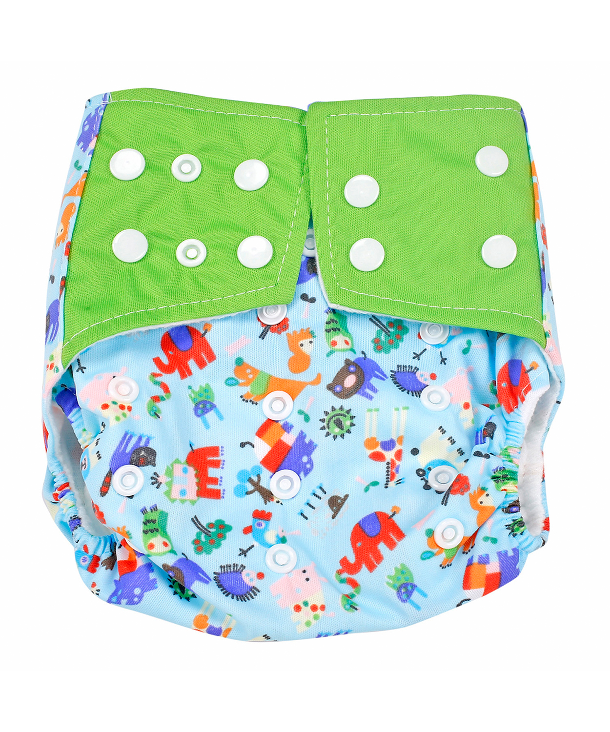 Baby Moo I Love Animals Green And Blue Reusable Diaper