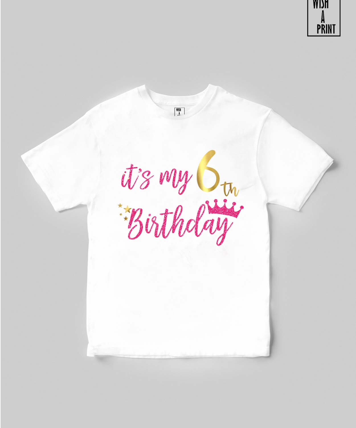 Personalised Birthday Pink Gltter Print T-shirt