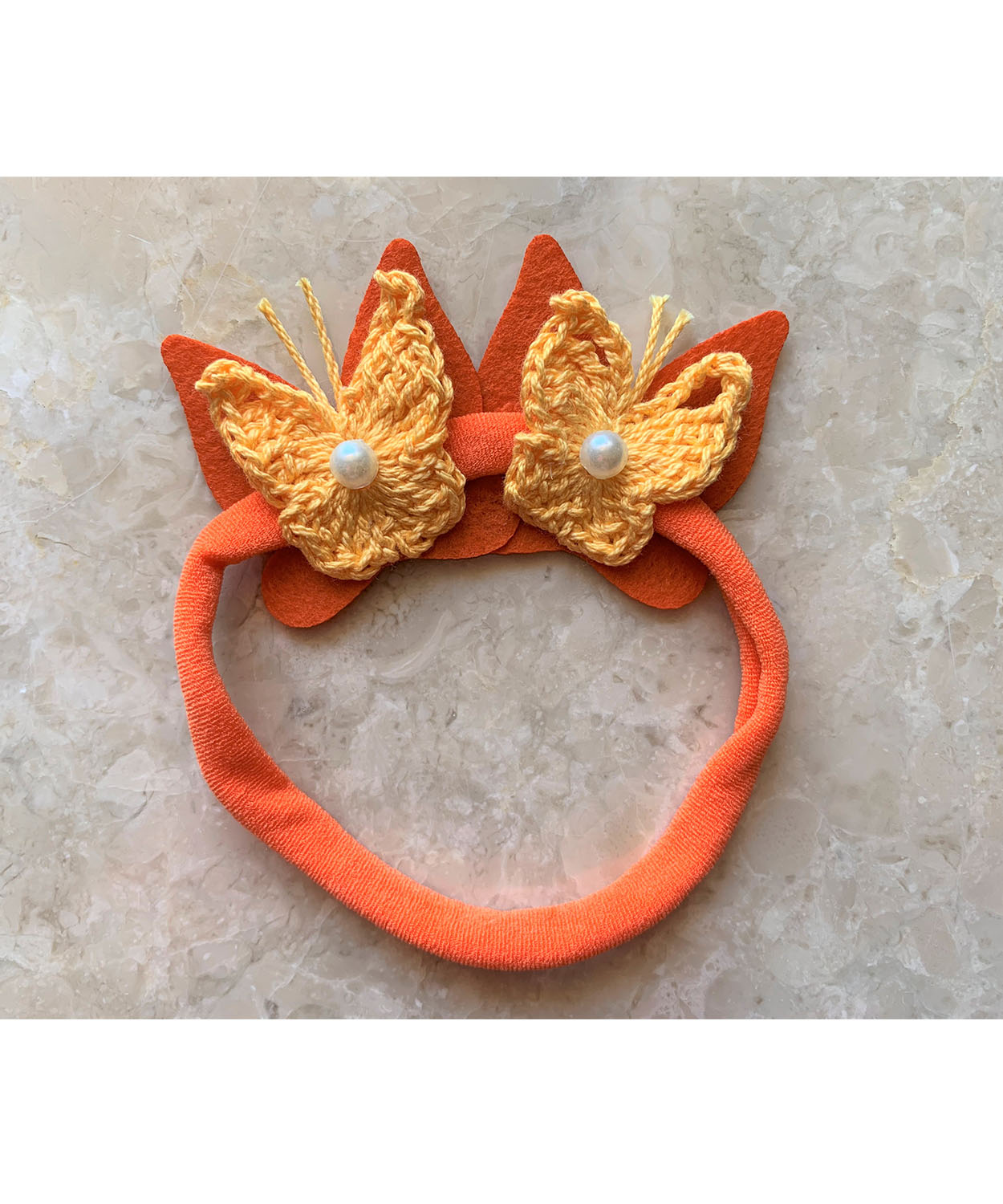 Felt Butterfly Soft Hairband - Orange