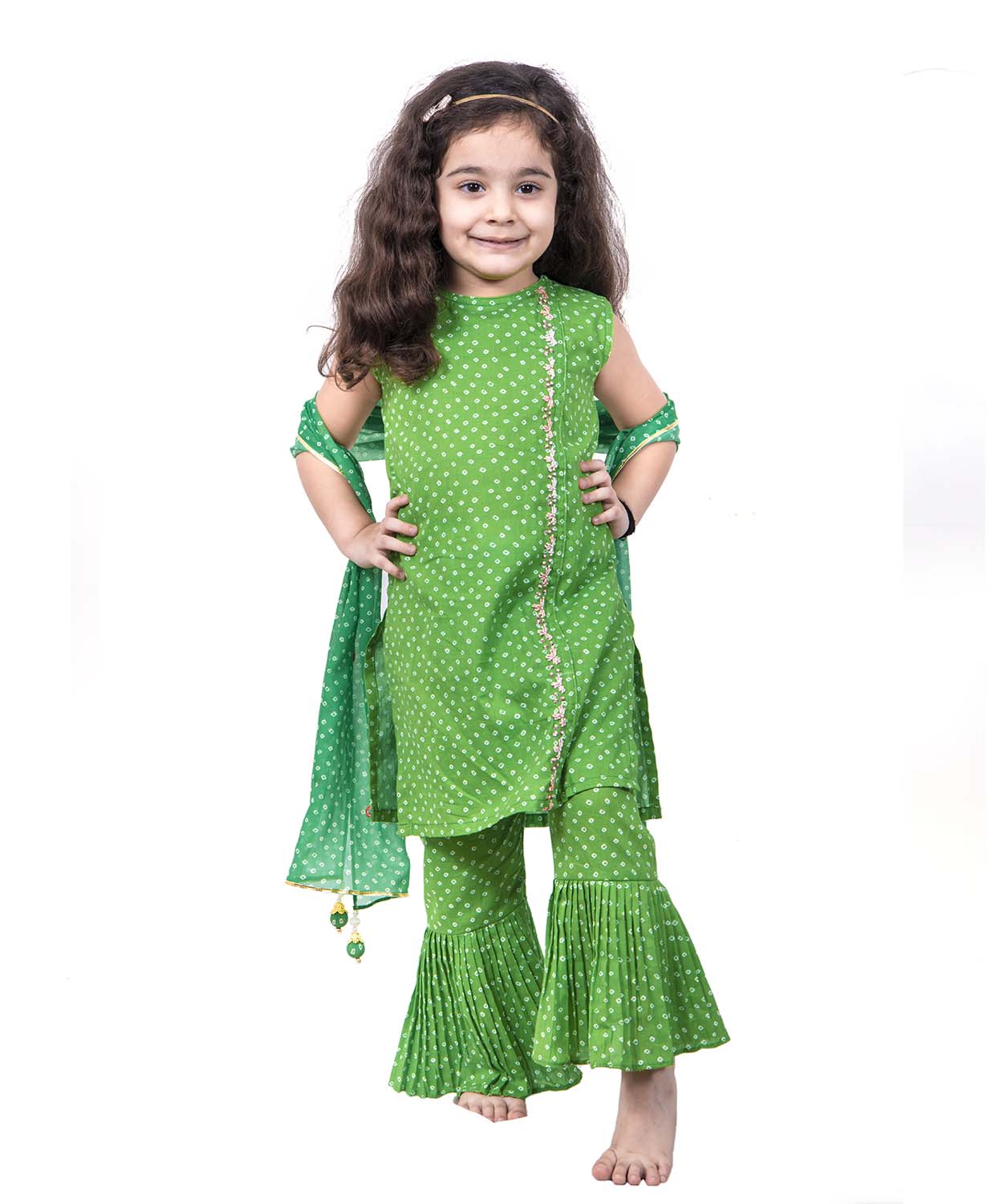 Green Bandhani Sharara Set