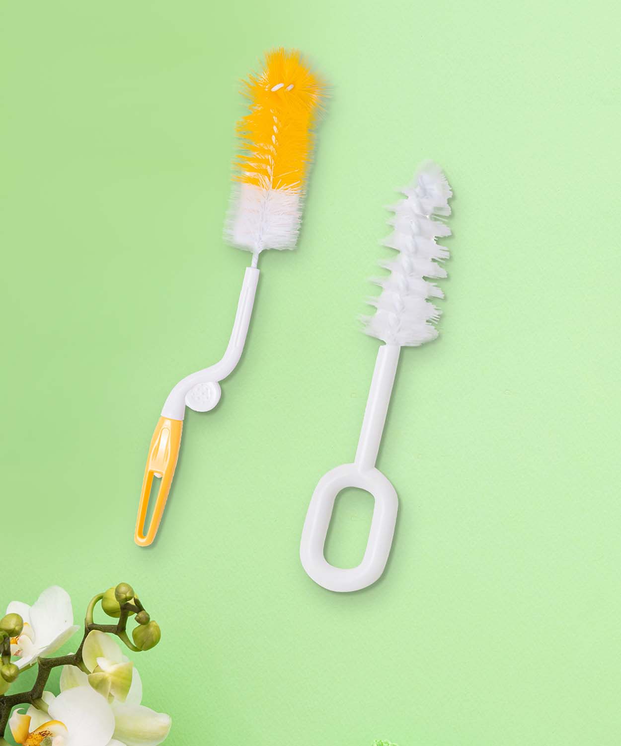 Baby Moo Premium Yellow Bottle And Nipple Cleaning Brush Set of 2
