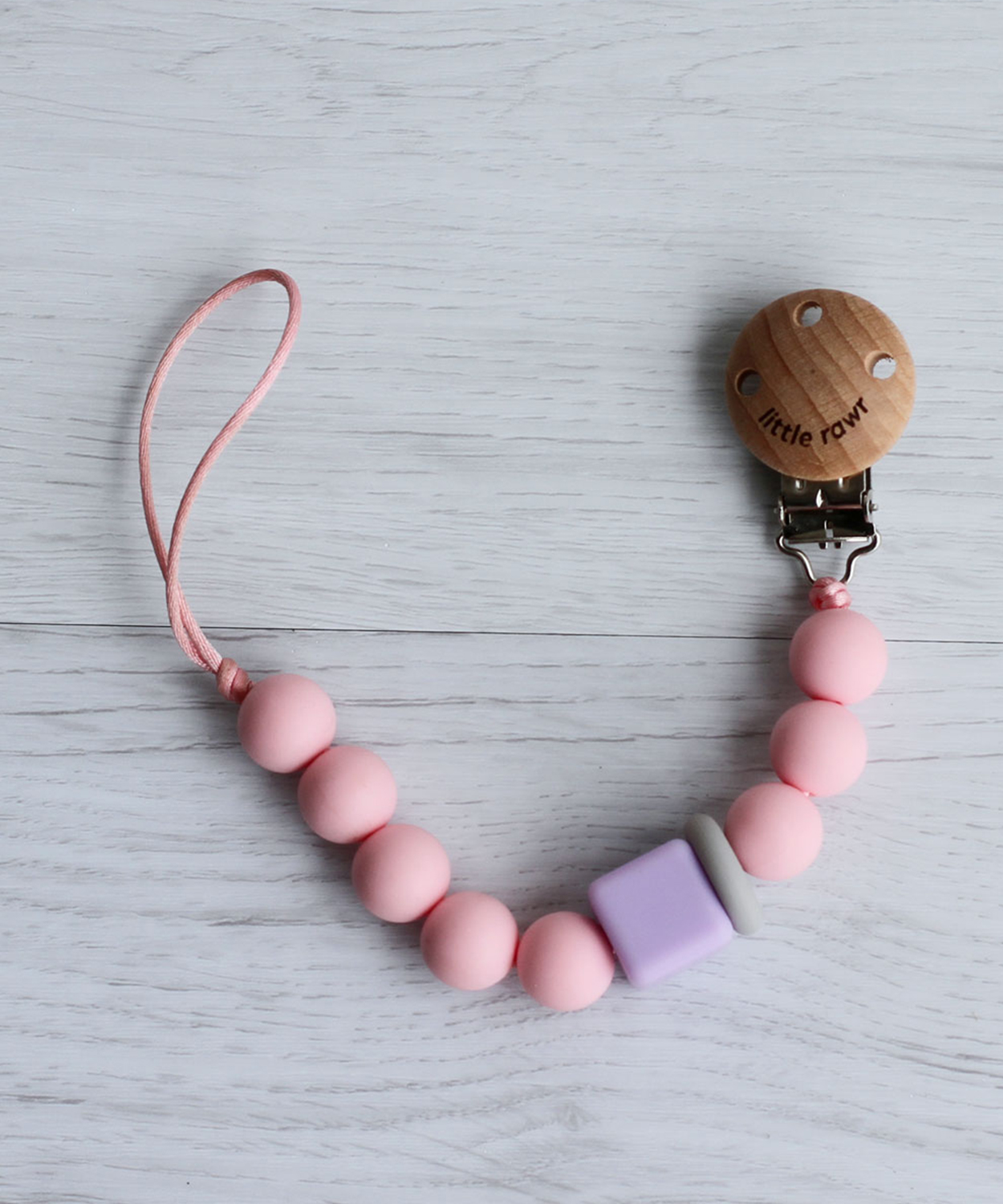 Silicone Pacifinder Beads Teether With Clip Holder - Pink