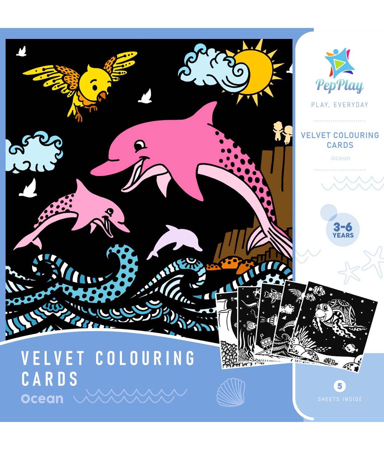 Velvet Coloring Cards (Ocean)