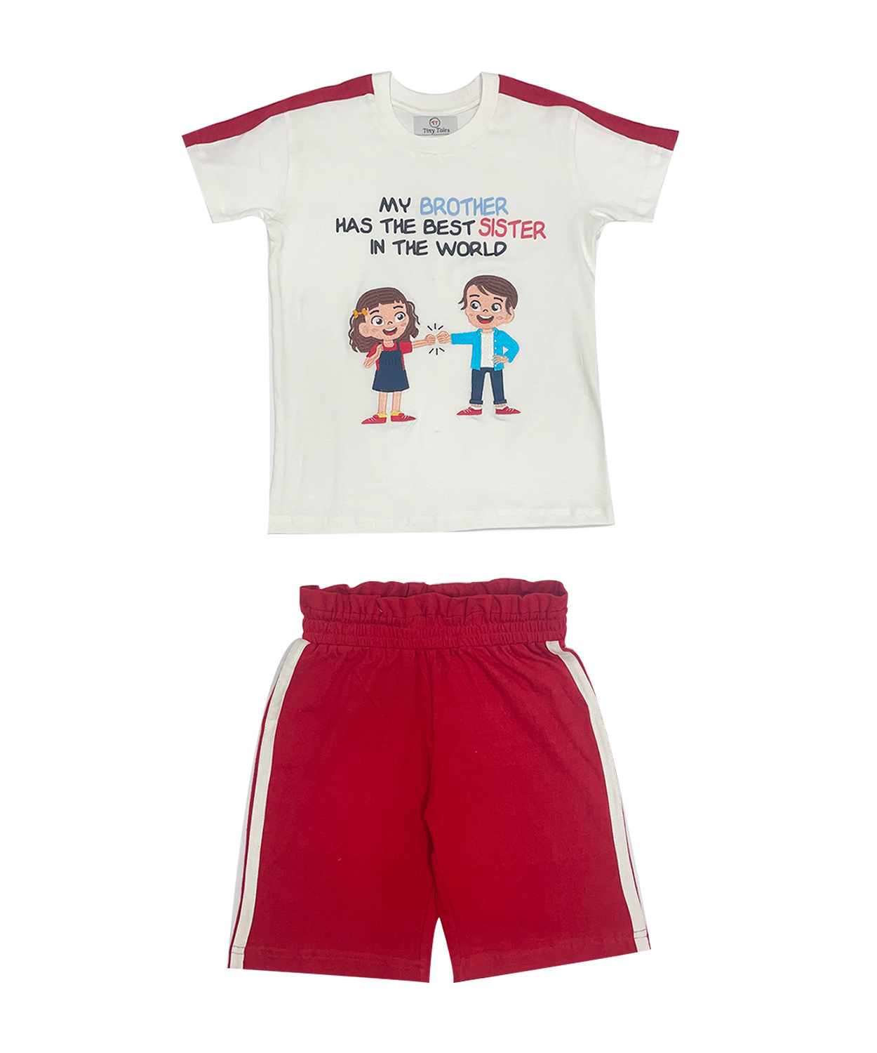 Personalised Brother Sister Co-ord Set -Red