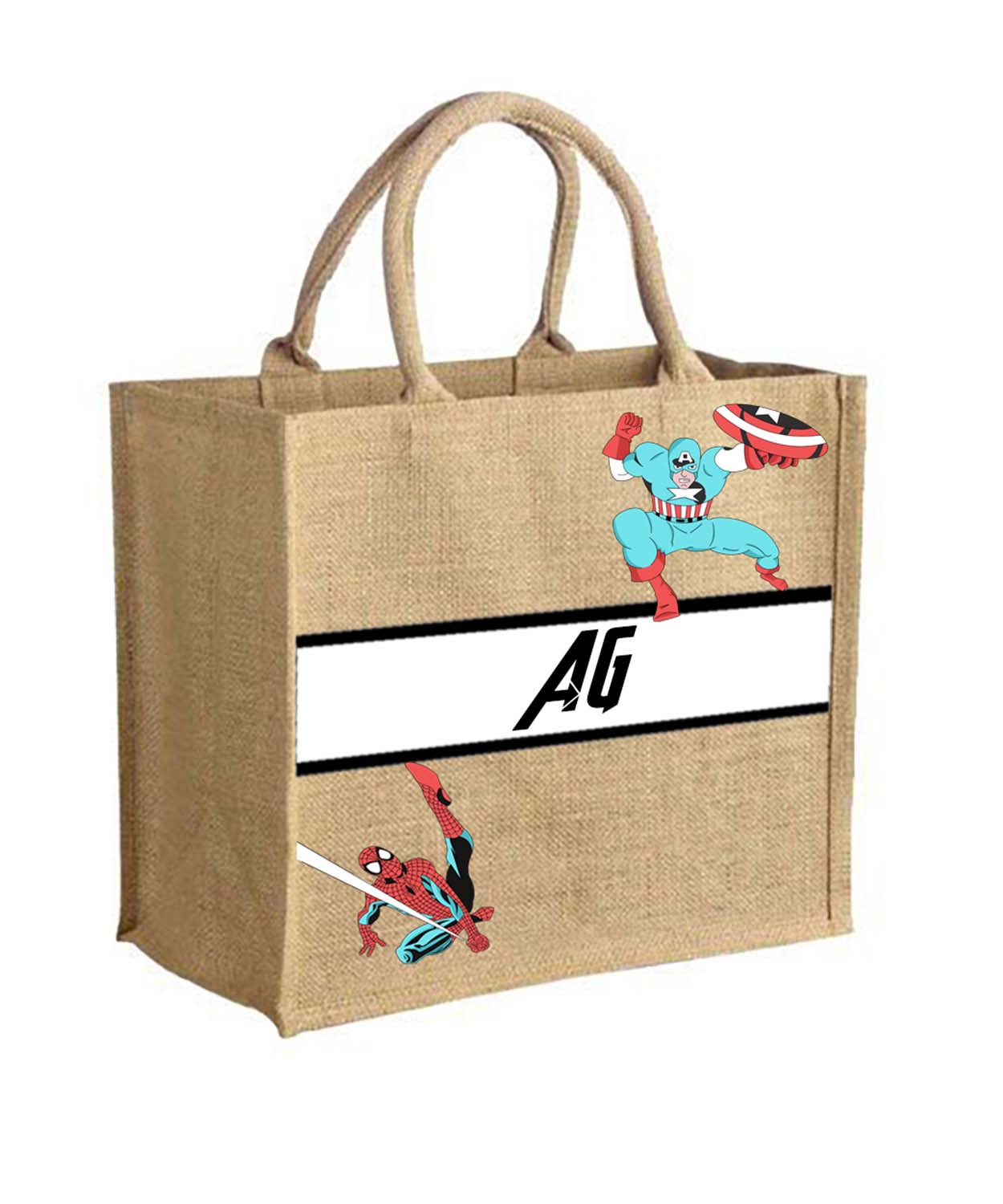 Personalised Spiderman Jute Bag