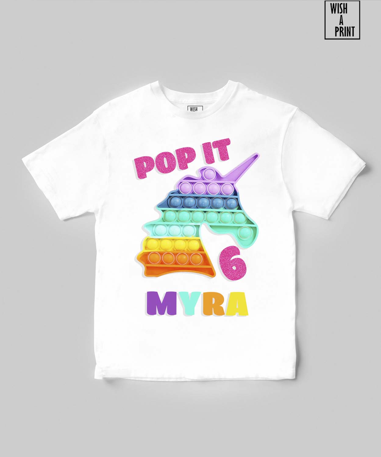 Personalised Printed Pop It Unicorn T-shirt
