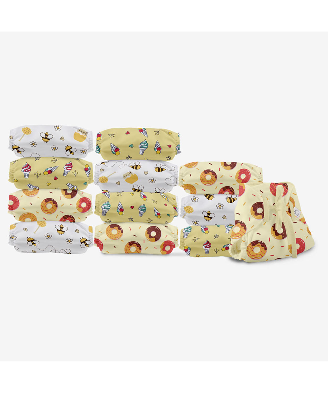 SuperBottoms Dry Feel Langot - Pack of 12- Organic Cotton Padded langot with Gentle Elastics & a SuperDryFeel Layer on top (Sweet Tooth)