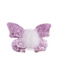 Dusky pink glitter butterfly with pom pom on a clip