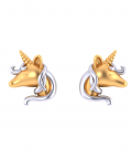 Cciki Classic Dual Tone Unicorn Earrings In 14 Kt Gold