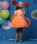Orange Frilly Dress with Butterflies