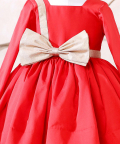 Red Full Sleeves Party Dress