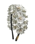 Silver color Sequins, Crystals, Pearls and beads Embellished flower Wedding Hairband