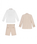 Boys 4 Piece Set White Shirt Shorts And Jacket Complete With Belt & Bow Tie