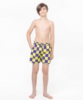 Yellow And Blue Squares Reversible Flipout Shorts