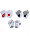 Baby Moo Shoelace Print White 3 Pk Anti-Skid Socks