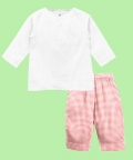 100% Organic Pajama Kurta Set Red & White Checks