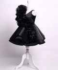 Ella Black Silk Floral Midi Dress For Girls