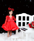 Red Dress With Detachable Long Tail