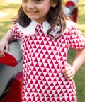 Girls White & Red Triangle A-Line Dress