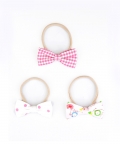 Pink and White Cotton Bows - Set of Three