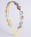 Floral Threaded Sequin Hairband - Yellow, Gold, Silver