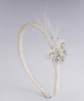 Feathered Elegance Satin Hairband with Crystal Butterfly