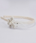 Feathered Elegance Satin Hairband with Crystal Butterfly