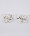 Set of 2 Golden Glow Butterfly Duo Clips - Gold, White