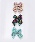Set of 3 Whimsical Bow Trio Hairclips in Printed Cotton