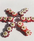 Set Of 6 - Floral Hairclips - Xmas Red