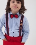 Animal Theme Outfit For Little Boys- Set Of Shirt ,Trousers , Bow & Suspenders