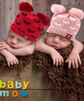 Pom Pom Hearts Red And Pink 2 Pk Woolen Cap