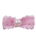 Ivory Frilly Bow Decorated with Pearl On A Clip
