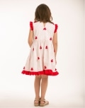 Red/White And Dotted Dress with Chiffon Flowers