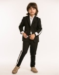 Black Suit with White Piping
