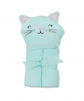 Cute Cat Sea Green Hooded Towel