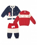 Greendeer Penguine And Reindeer Sweater And Lower Combo-Navy And Red -Set Of 3