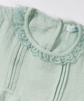 Mint Pleated Cotton Frock With Bloomer