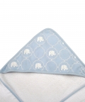 Elephant Blue Hooded Towel & Wash Cloth Set