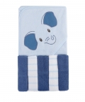 Baby Moo Elephant Blue Towel & Wash Cloth Set