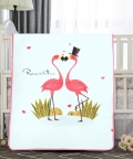 Flamingoes in Love White One Ply Blanket