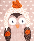Owl In Love Grey One Ply Blanket