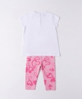 Girls White & Pink Cotton Shorts Set